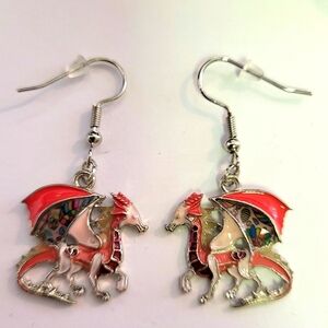 Pink dragon earrings